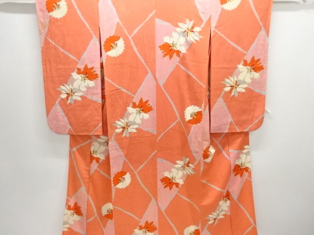 JAPANESE KIMONO / ANTIQUE KIMONO / SILK / MON KINSHA / FLOWER